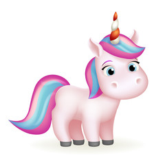 Fairytail magic animal cute unicorn cartoon beautiful girl isolated 3d design vector illustration