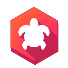 ikona z długim cieniem na tle sześcioboku 