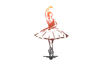Ballerina, girl, dance, woman, art concept. Hand drawn isolated vector.