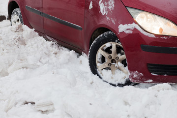 car stuck in the snow