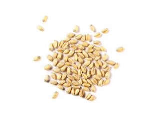 Wheat pile isolated on white background, top view