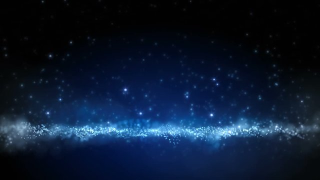 4K Abstract motion background animation shining particles stars sparks and magic dust forming in space wave flow with light rays and projections seamless loop