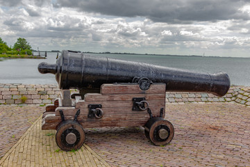 Old cannon in closeup.