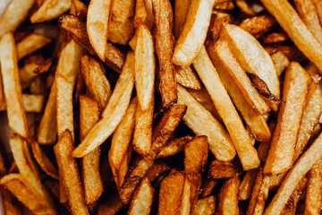 french fries on black background