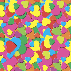 Abstract seamless background with bright vivid hearts,vector illustration