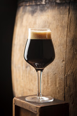 Stout near a barrel