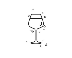 Wine glass line icon. Bordeaux glass sign. Geometric shapes. Random cross elements. Linear Bordeaux glass icon design. Vector