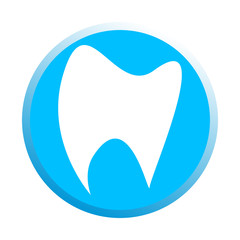 Simple brilliant design of the logotype of the dental clinic in a blue circle