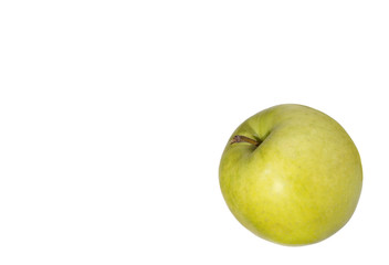 one big green apple on white background