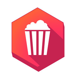 ikona z długim cieniem na tle sześcioboku 