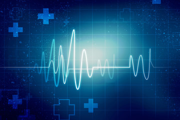 Heart with cardiogram - 2D illustration