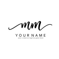 M M Handwriting initial logo template vector