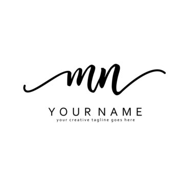 M N Handwriting initial logo template vector