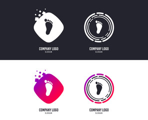 Logotype concept. Child footprint sign icon. Toddler barefoot symbol. Logo design. Colorful buttons with icons. Vector