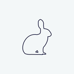 Vector silhouette of a rabbit on a white background.