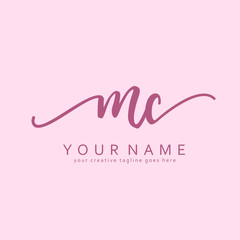 M C Handwriting initial logo template vector