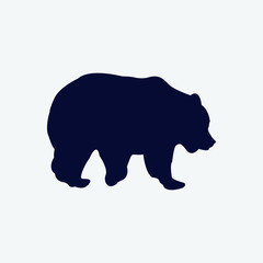 Vector silhouette of a bear on a white background.