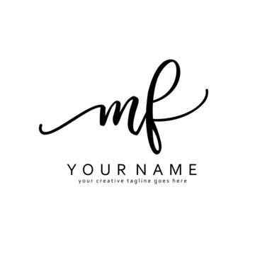M F Handwriting initial logo template vector