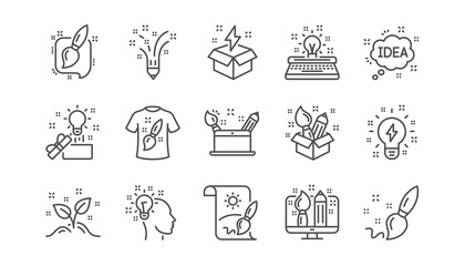 Creativity line icons. Creative designer, Idea and Inspiration. Brush and pencil linear icon set.  Vector