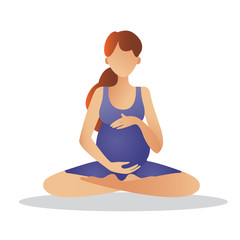Pregnant woman doing some yoga. vector based illustration