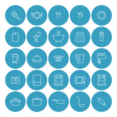 Kitchen and Cooking line icons set