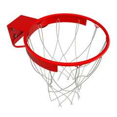 Fototapeta na wymiar Basketball hoop, net and ball. isolated on white background. 3d render.