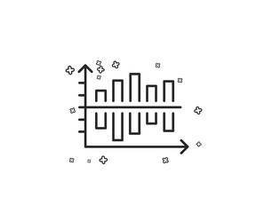 Diagram chart line icon. Column graph sign. Market analytics symbol. Geometric shapes. Random cross elements. Linear Diagram chart icon design. Vector