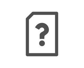 Unknown Document icon. File with Question mark sign. Untitled Paper page concept symbol. Quality design element. Classic style icon. Vector