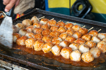 Fish ball with close up view.