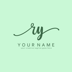 R Y Handwriting initial logo template vector
