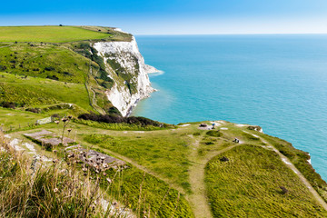 The Chalky White Cliffs of Dover in Kent, England