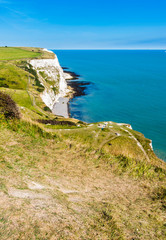 Fototapeta na wymiar The Chalky White Cliffs of Dover in Kent, England