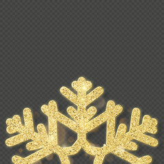 Christmas shining gold snowflake overlay object. EPS 10