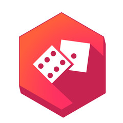 ikona z długim cieniem na tle sześcioboku 