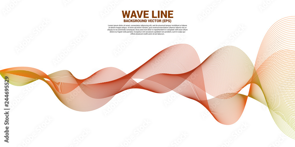 Aufkleber Orange Sound wave line curve on white background. Element for theme technology futuristic vector