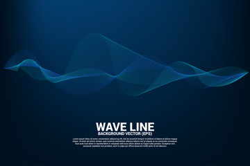 Blue Sound wave line curve on dark background. Element for theme technology futuristic vector