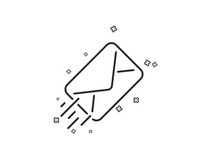 Mail delivery line icon. Message correspondence sign. E-mail symbol. Geometric shapes. Random cross elements. Linear E-mail icon design. Vector