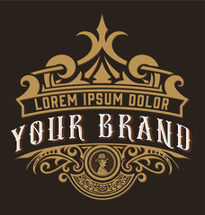 Vinatge logo with floral ornaments