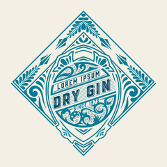 Vintage label with floral elements