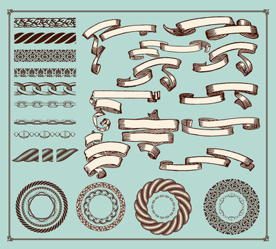 Kit of Vintage resources for Invitations, Banners, Posters, Placards, Badges or Logotypes