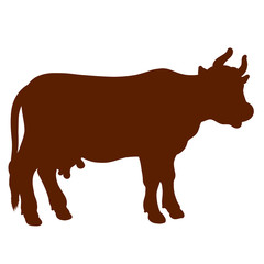 Brown standing cow silhouette with udder full of milk