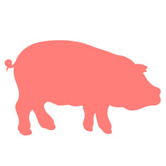 Silhouette of a fat pig with a twisted tail
