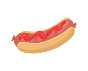 Hot Dog, Fast Food Vector Cartoon Style Banner