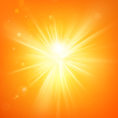 Summer template hot summer sun rays burst with lens flare. EPS 10