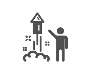 Fireworks icon. Christmas or New year rocket sign. Pyrotechnic symbol. Quality design element. Classic style icon. Vector