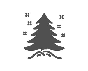 Christmas tree present icon. New year spruce sign. Fir-tree symbol. Quality design element. Classic style icon. Vector