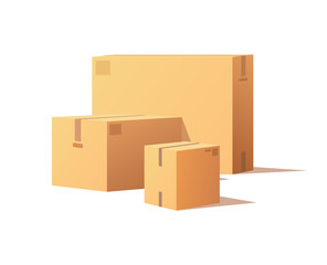 Closed Boxes Mockups, Post Containers for Delivery