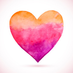 Vector watercolor heart. Painting of the heart. Valentines day. Vector greeting card. Wedding card. Mothers Day. Lovely card. Vector love heart.