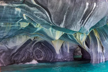 Fond de hotte en verre imprimé Gris 2 Les grottes de marbre au Chili, Patagonie