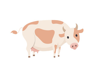 Cow Isolated Emblem in Cartoon Style Vector Icon